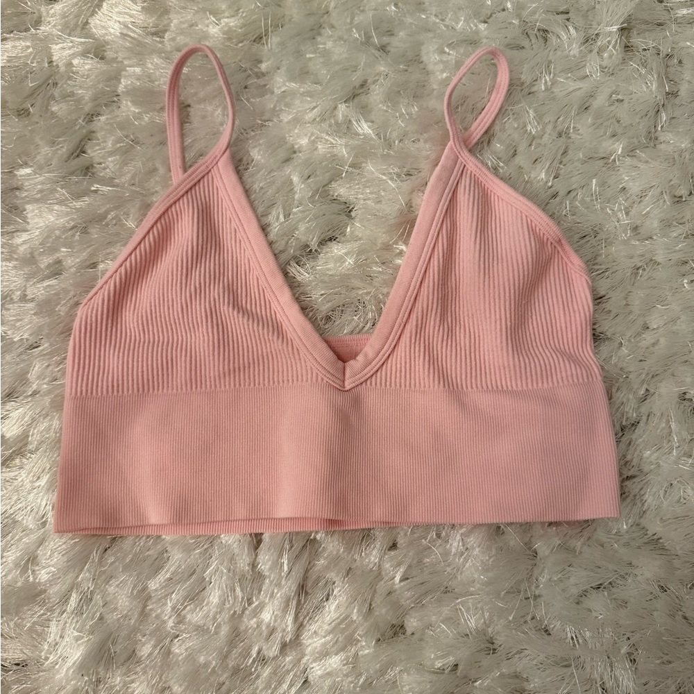 Pink Ribbed Bralette